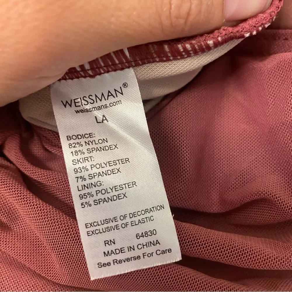 Weissman Dance costume red mauve dress beaded Touching Heaven 13434 LA adult